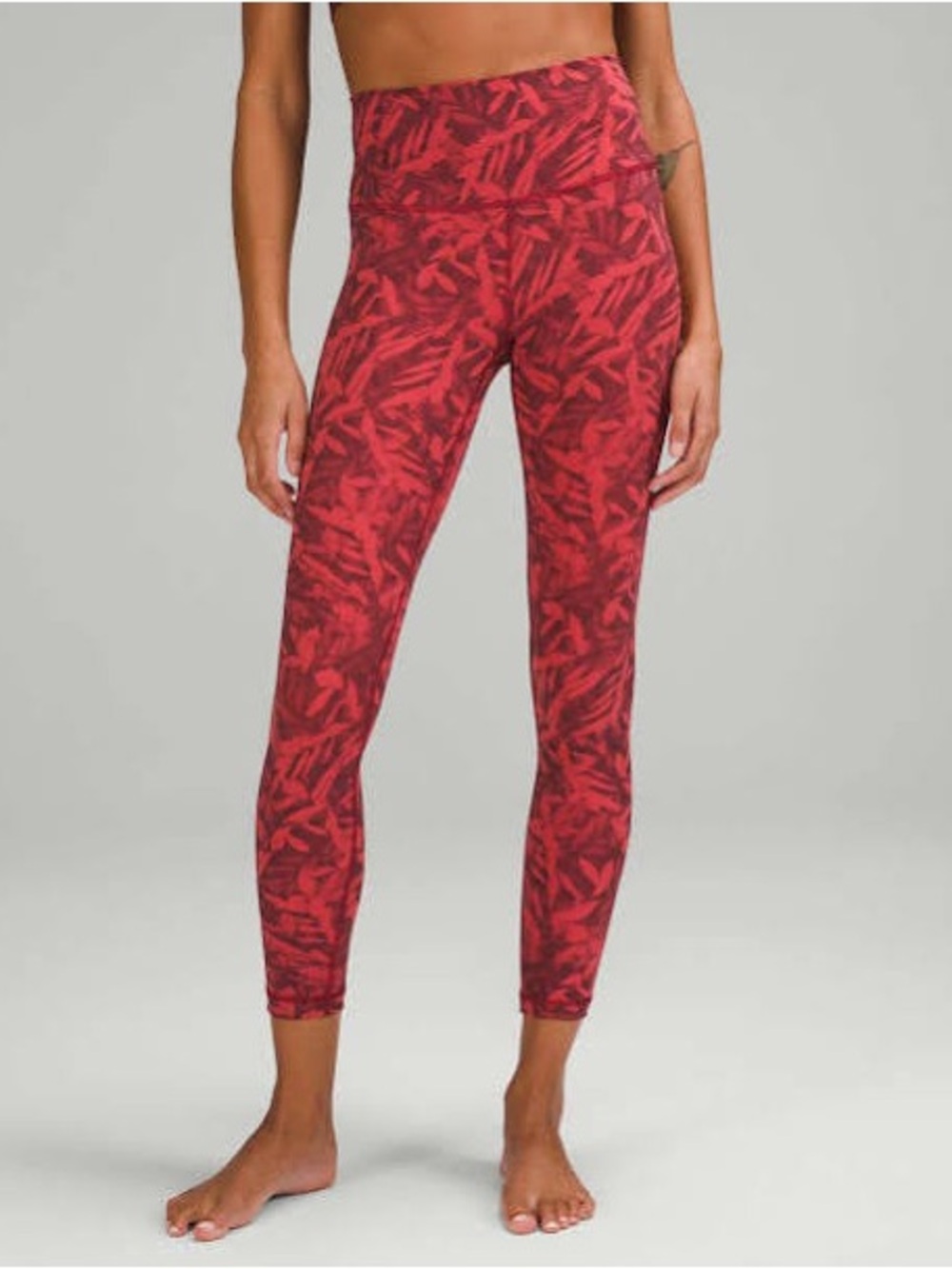 Lululemon Wunder Under HR Tight 25" Spray Leaf Fireside Red 6 Luxtreme VGUC